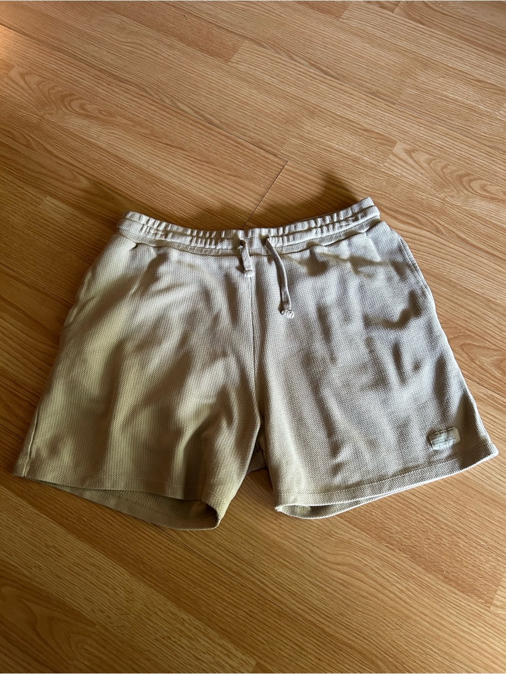 Zara Light Beige Waffle Knit Drawstring Casual Shorts Men’s XL